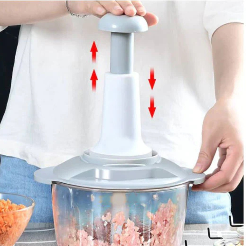 Food Chopper 2L Powerful Manual Food Chopper with Water Filter Handheld Mini food Processor, Vegetables, Fruits, Onions Choppers, Dicers and Mers,Green