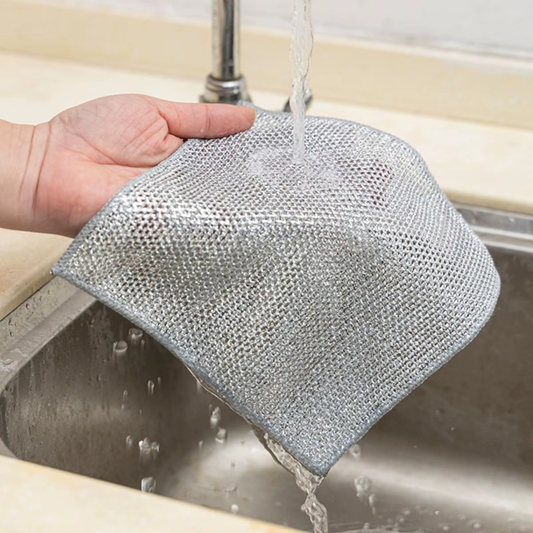 Heavy-Duty Steel Wire Mesh Scrubber Cloths for Dishwashing, Grease & Burnt Stain Cleaning – 5 Pack Set