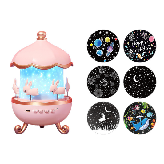 Bunny Bluetooth Music Box Projector – Rotating Night Light with Music & Dreamy Projection