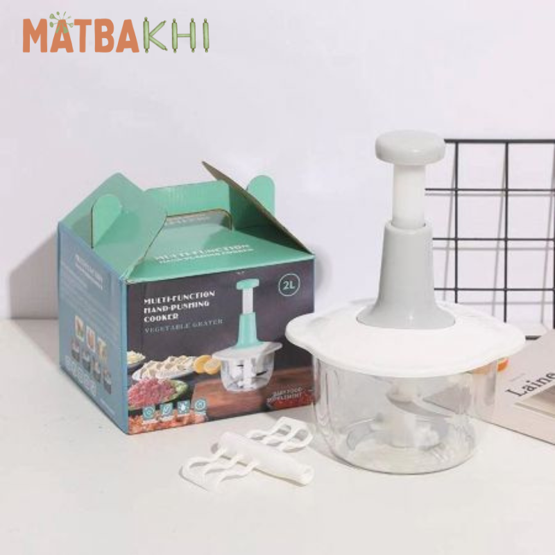 Food Chopper 2L Powerful Manual Food Chopper with Water Filter Handheld Mini food Processor, Vegetables, Fruits, Onions Choppers, Dicers and Mers,Green