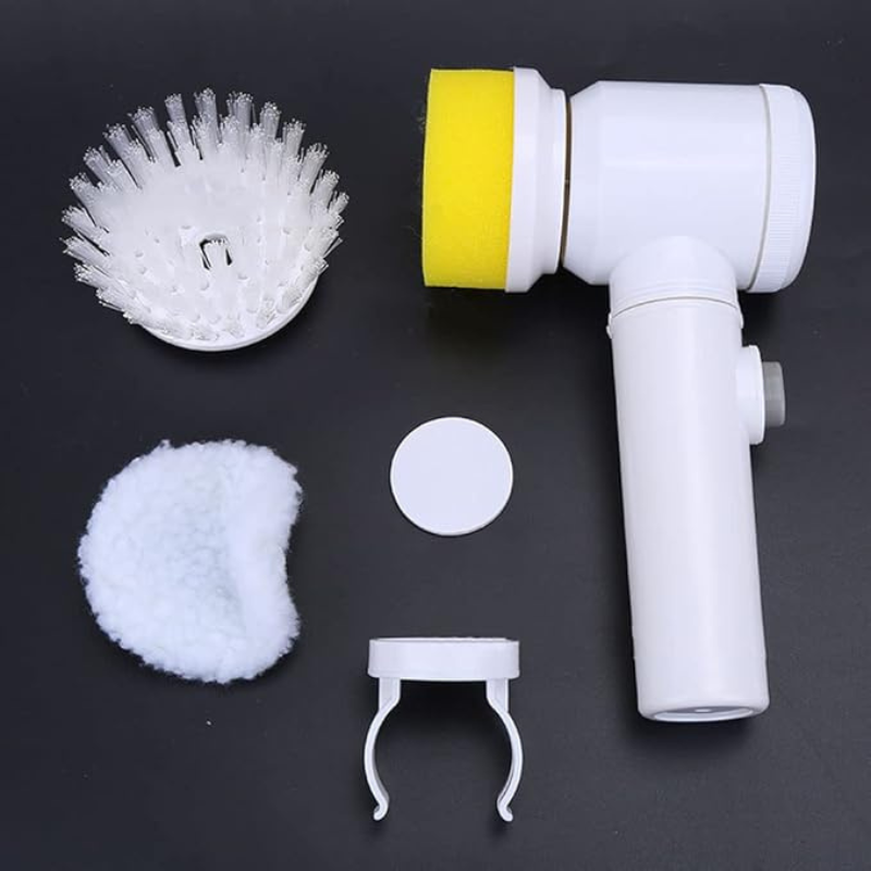 5 in 1 Magic Brush Nylon Bathtub Electric Multi-Functional Household Cleaning Brush USB Rechargeable Tiles Cleaning Brushes with 3 Brush Heads
