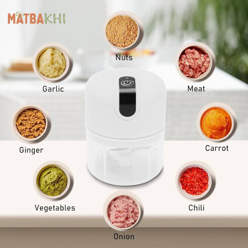 280ML Electric Garlic Chopper, Mini Portable Veggie Chopper, Garlic Grinder Masher Onion Chopper, Blender to Vegetable, Wireless Food Processor for Ginger, Chili, Fruit, Meat, etc
