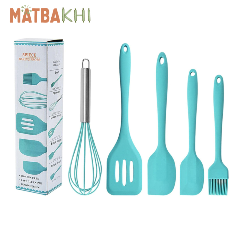 Kitchen Utensil Sets,Silicone kitchenware 5-Piece Set Cooking Spoon Spatula Whisk Brush Kitchen Tool Color Box Packaging Cooking Tool Sets