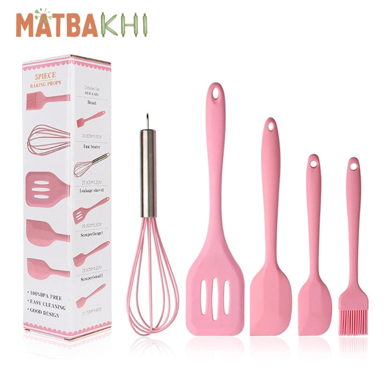 Kitchen Utensil Sets,Silicone kitchenware 5-Piece Set Cooking Spoon Spatula Whisk Brush Kitchen Tool Color Box Packaging Cooking Tool Sets