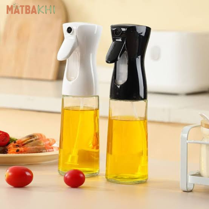 Olive Oil Sprayer for Cooking, 220ml Glass Oil Dispenser for Kitchen Gadgets, Food Grade Premium Spray Bottle, Continuous Spray with Portion Control, for Salad, Frying, BBQ