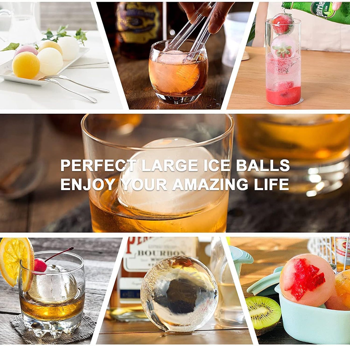 3-Piece Premium Ice Sphere Mold Set – Large Slow-Melting Ice Ball Makers for Whiskey, Cocktails, Bourbon, Iced Coffee & Chilled Beverages