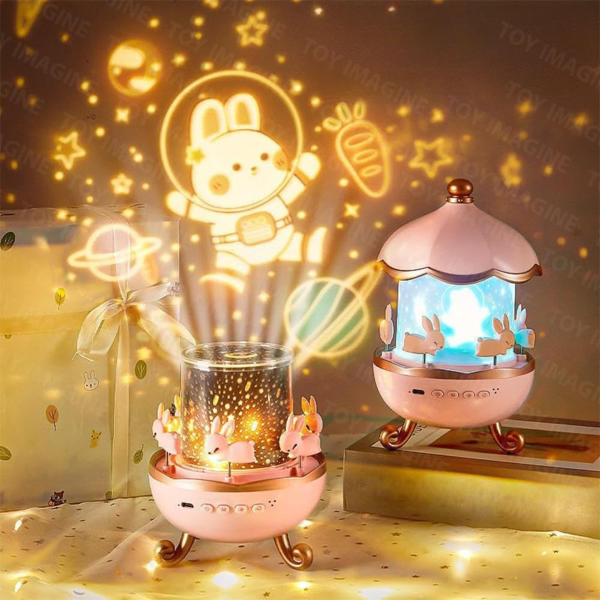 Bunny Bluetooth Music Box Projector – Rotating Night Light with Music & Dreamy Projection
