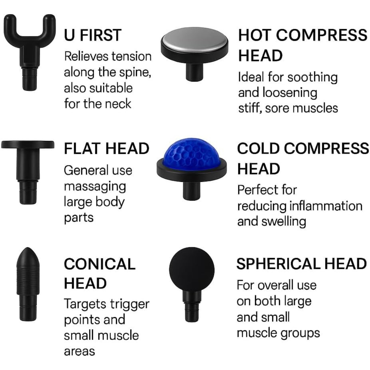 6-in-1 Hot & Cold Massage Gun – Deep Tissue Massager with Therapy Heads & Extension Handle