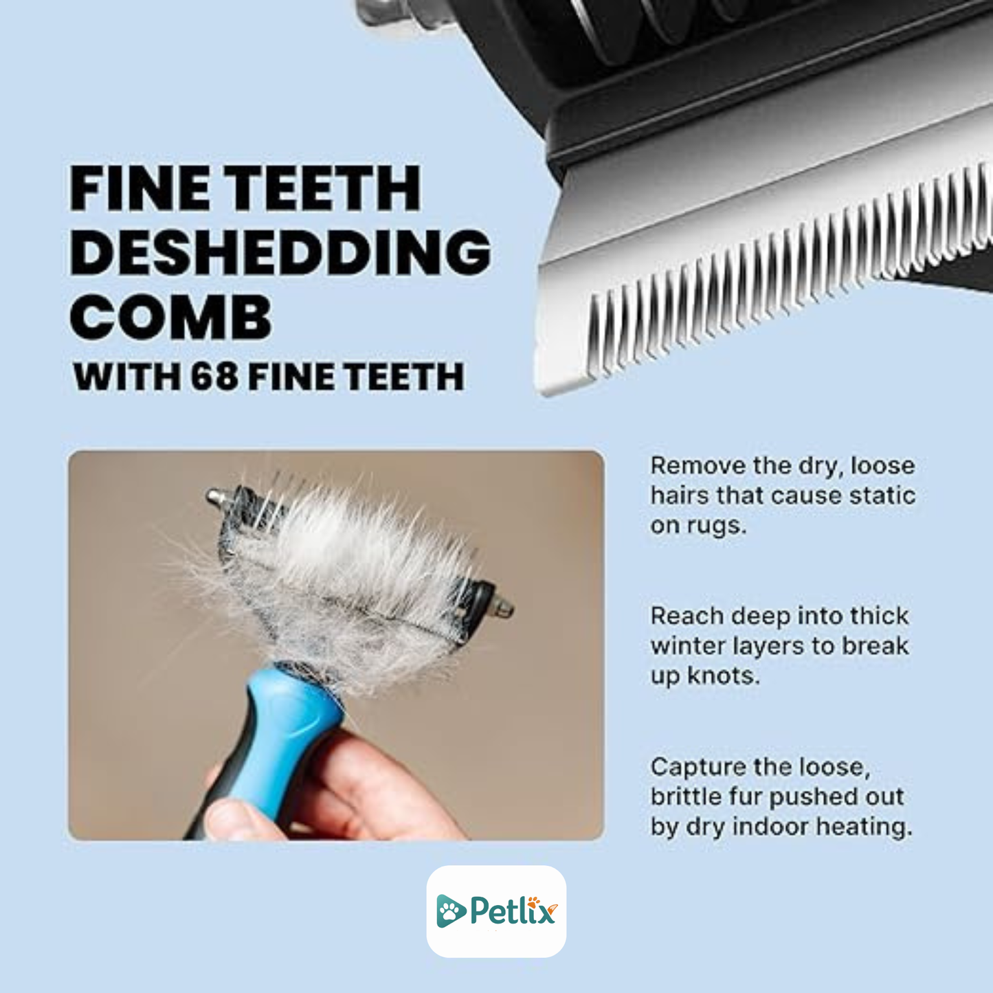 2‑Sided Stainless Steel Pet Hair Brush – Deshedding & Grooming Tool for Dogs & Cats