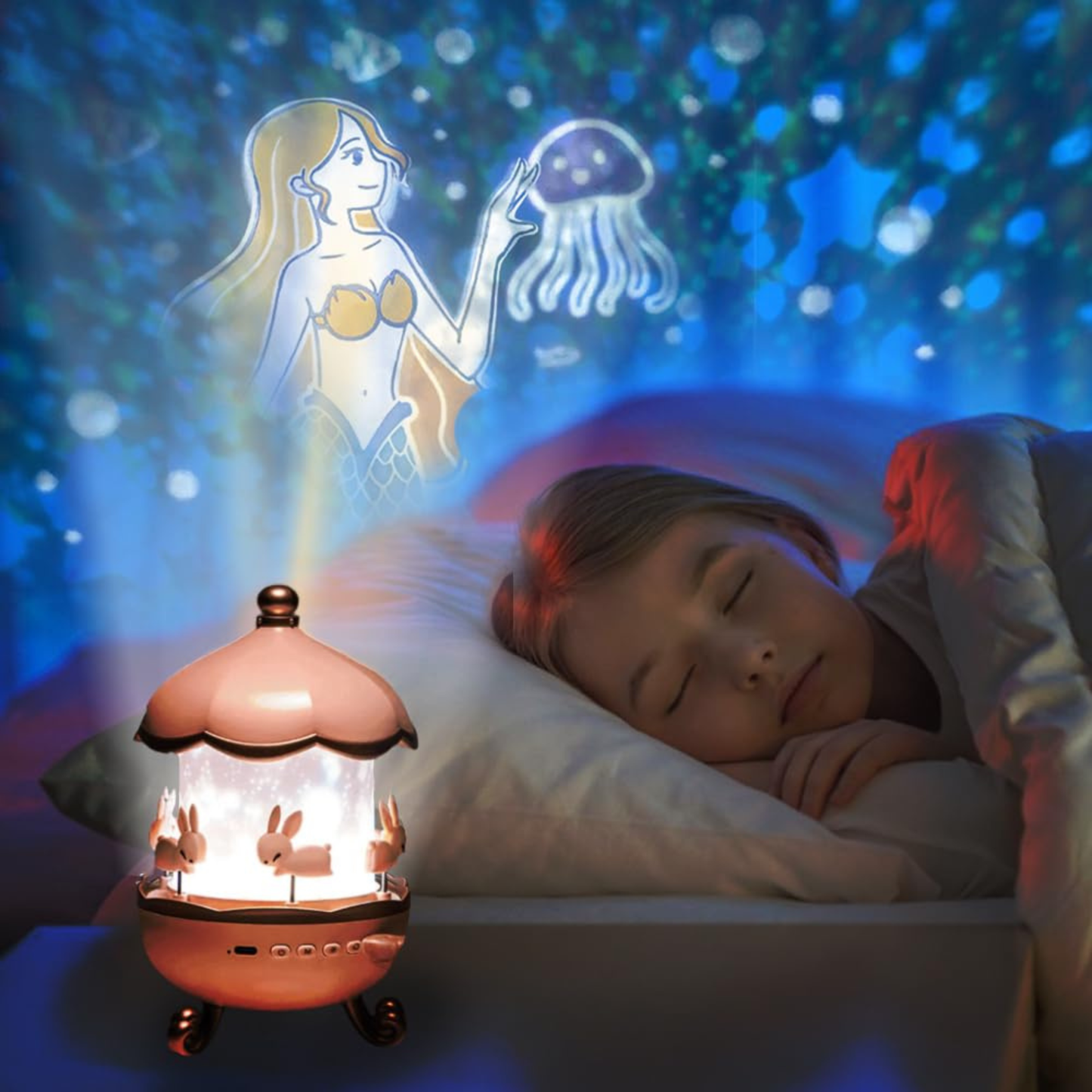 Bunny Bluetooth Music Box Projector – Rotating Night Light with Music & Dreamy Projection