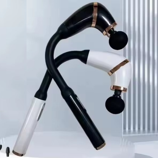 U-Shape Fascial Massage Gun – Long-Arm Deep Tissue Massager with 4 Interchangeable Heads & 6 Speed Levels