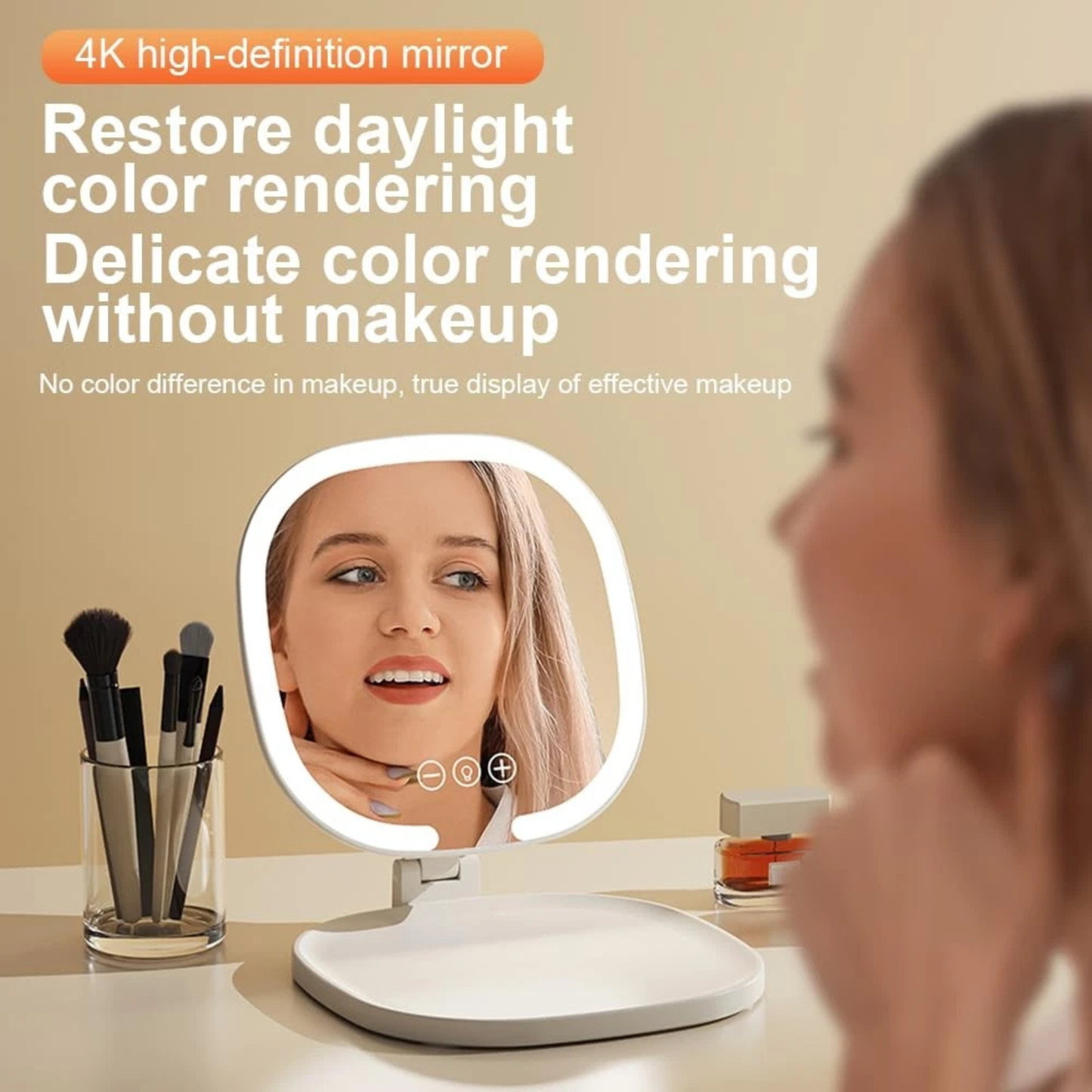 Portable Foldable LED Makeup Mirror with 3 Light Modes – Touch Control Vanity Mirror for Precision Makeup & Skincare