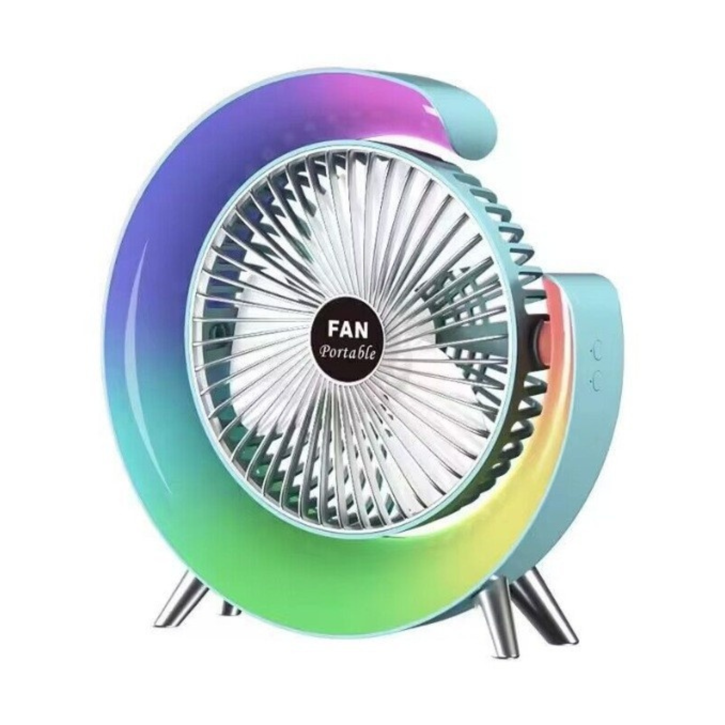 LED Desk Fan – Powerful Round Cooling Fan with Stylish Light Display