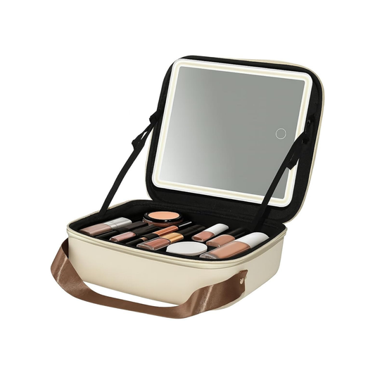 Portable Makeup Storage Bag with Detachable Mirror – Large Cosmetic Organizer for Travel & Daily Use