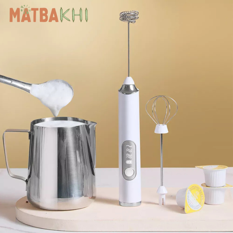 Milk frother Handeld | Electric Whisk for Baking | Coffee Frother Jug USB Rechargeable | Three-Speed Force Adjustment Milk Bubbler