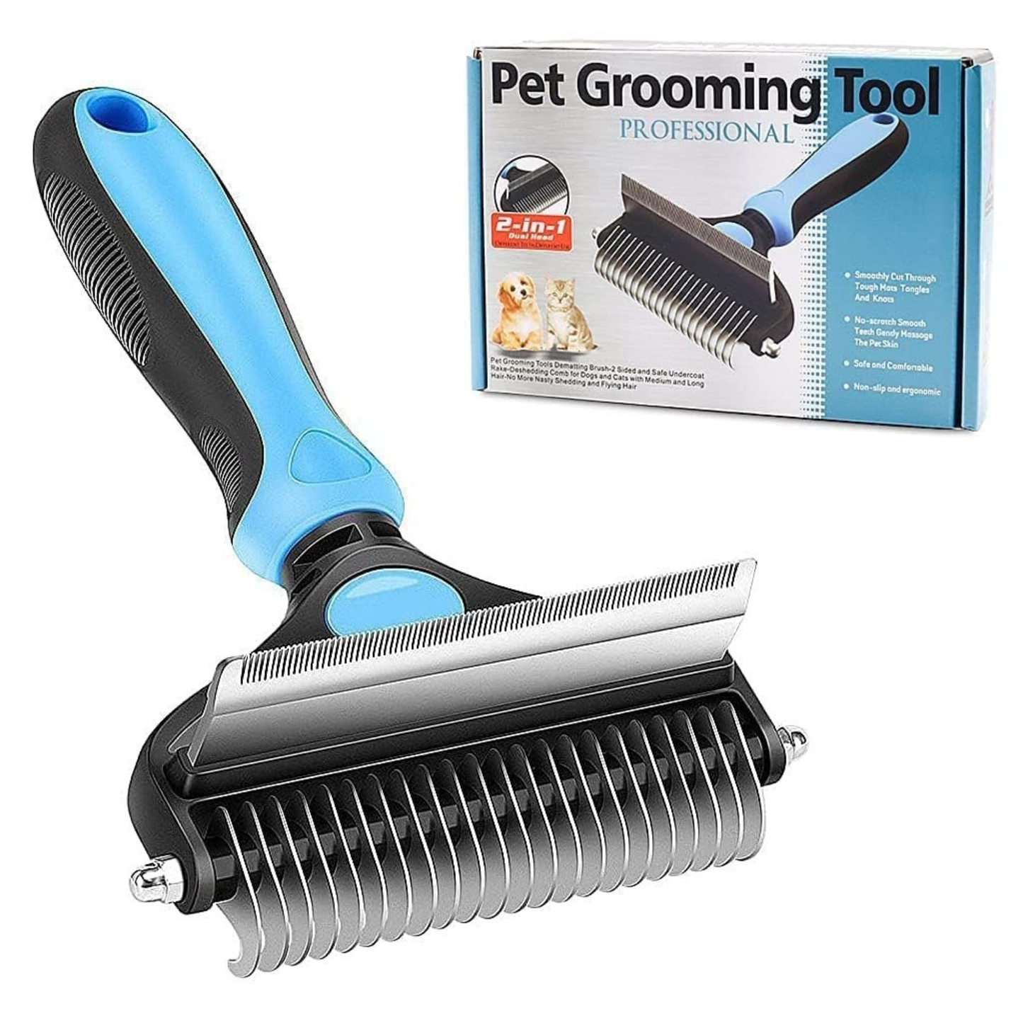 2‑Sided Stainless Steel Pet Hair Brush – Deshedding & Grooming Tool for Dogs & Cats