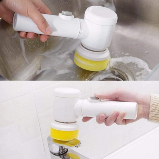 5 in 1 Magic Brush Nylon Bathtub Electric Multi-Functional Household Cleaning Brush USB Rechargeable Tiles Cleaning Brushes with 3 Brush Heads
