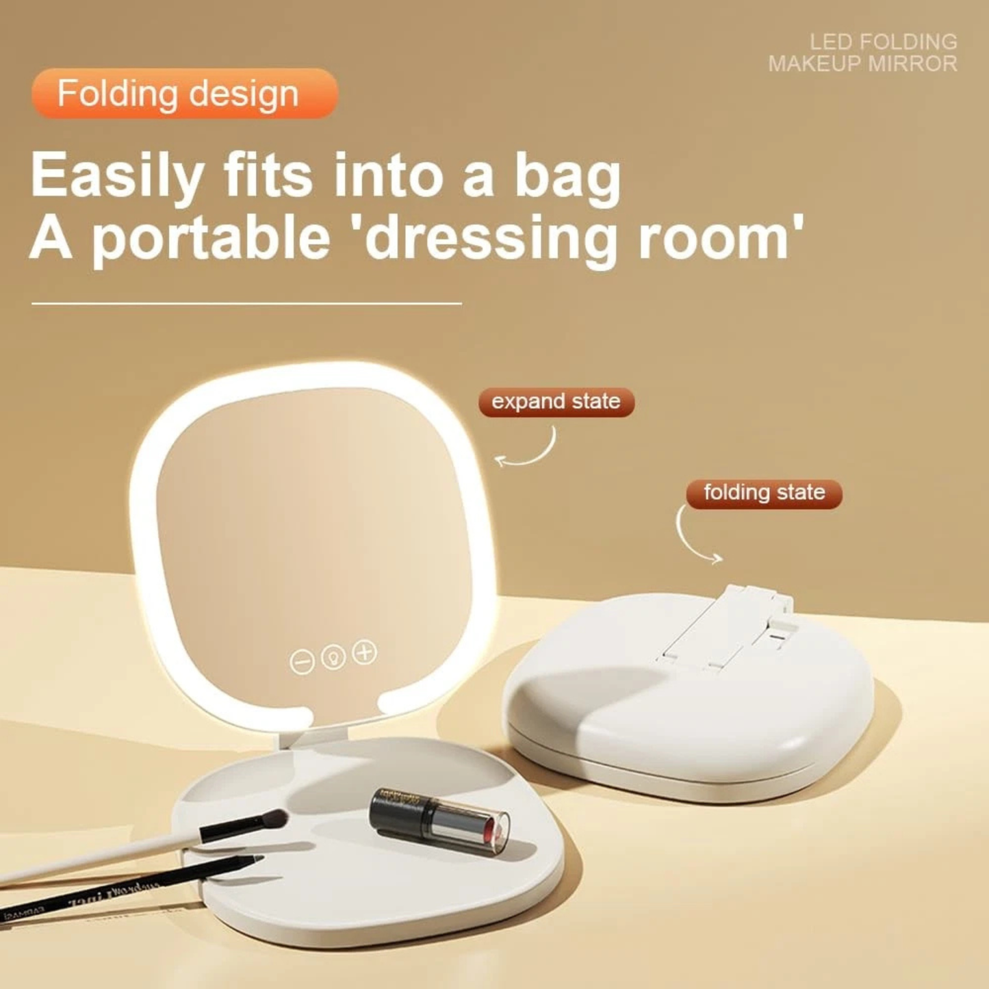 Portable Foldable LED Makeup Mirror with 3 Light Modes – Touch Control Vanity Mirror for Precision Makeup & Skincare