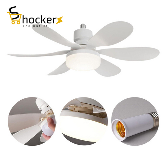 Socket Fan Light with Remote, 3 Speeds 3 Color Light Bulb Fan Dimmable, Small Ceiling Light for Bedroom Living Room