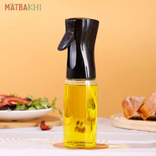 Olive Oil Sprayer for Cooking, 220ml Glass Oil Dispenser for Kitchen Gadgets, Food Grade Premium Spray Bottle, Continuous Spray with Portion Control, for Salad, Frying, BBQ