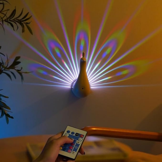 Peacock Feather LED Lamp – Aesthetic Wall Projection Light for Cozy Room Décor