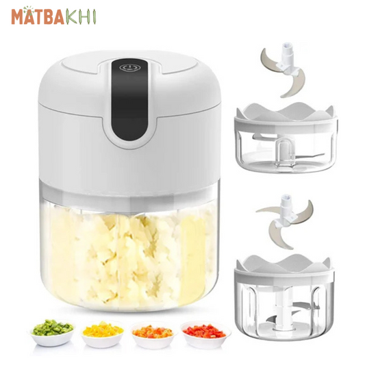 280ML Electric Garlic Chopper, Mini Portable Veggie Chopper, Garlic Grinder Masher Onion Chopper, Blender to Vegetable, Wireless Food Processor for Ginger, Chili, Fruit, Meat, etc