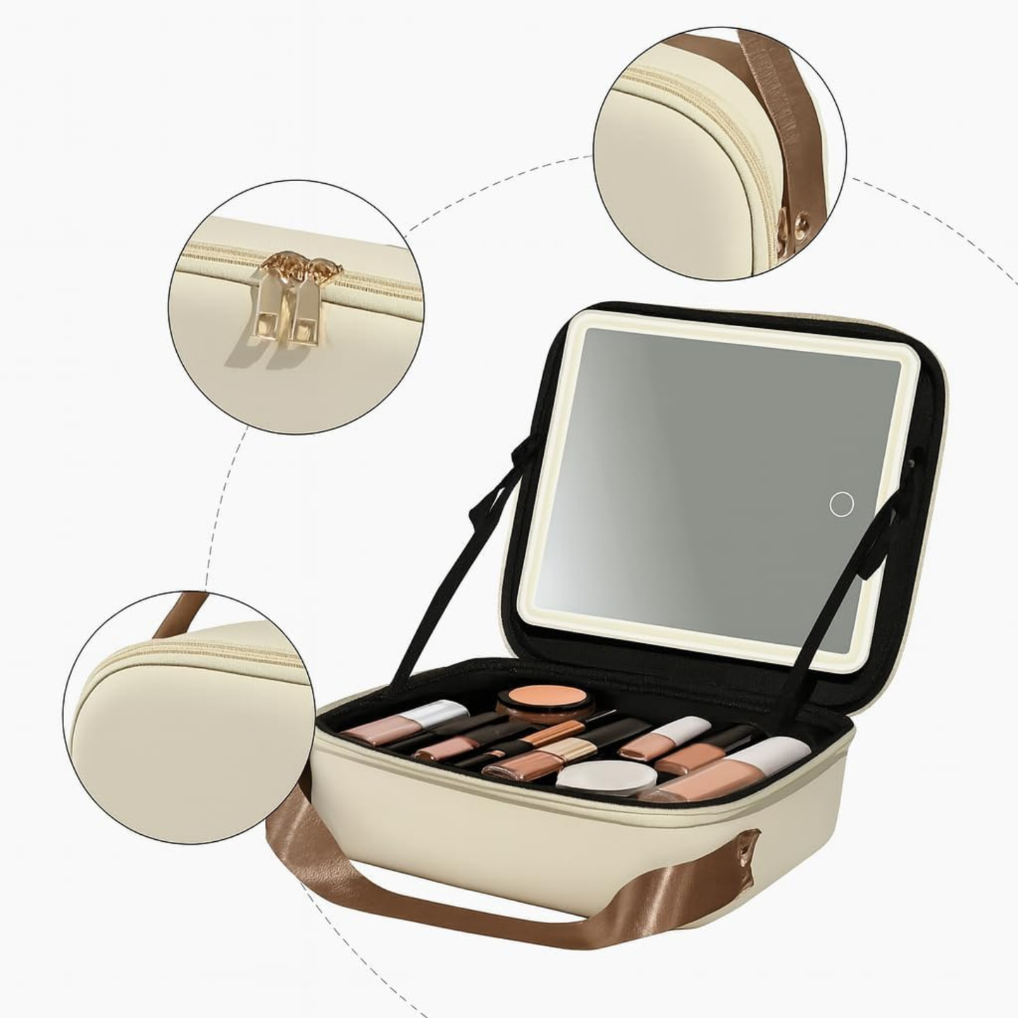 Portable Makeup Storage Bag with Detachable Mirror – Large Cosmetic Organizer for Travel & Daily Use