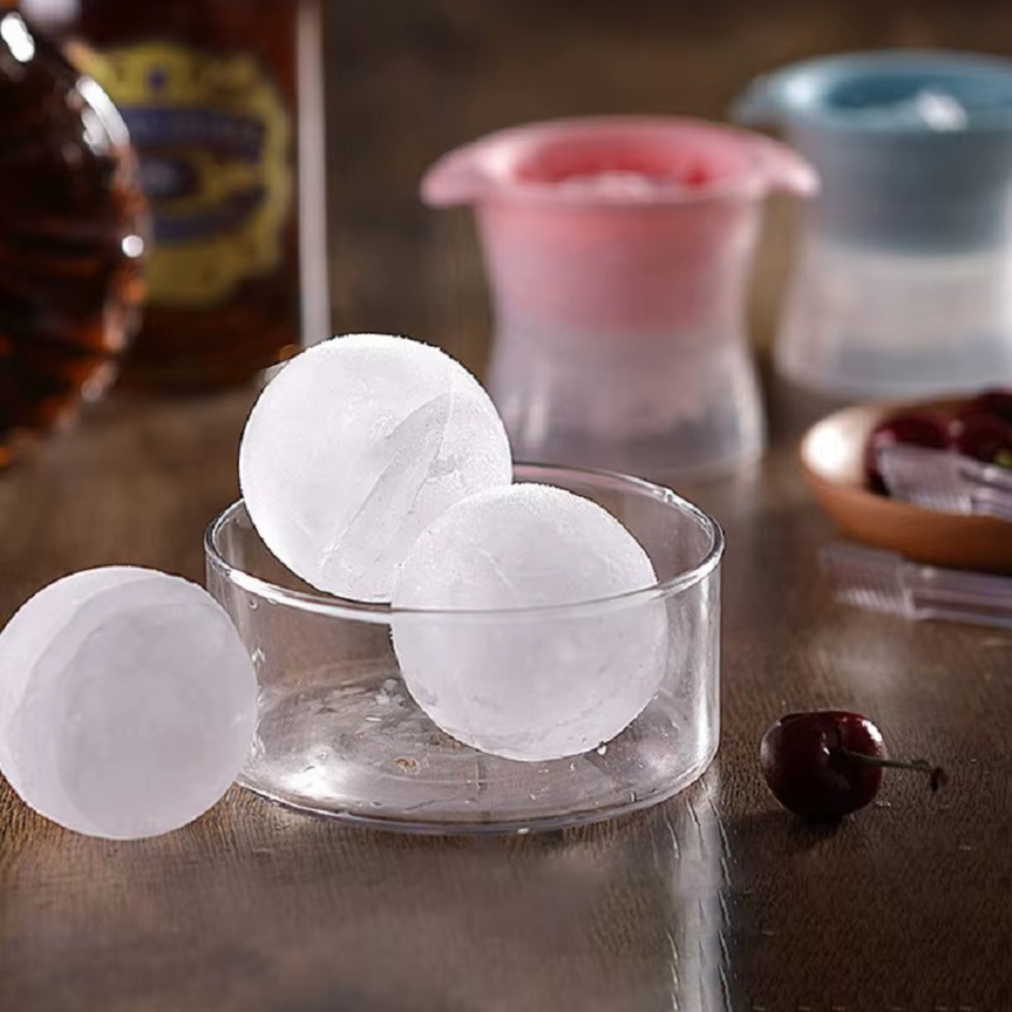 3-Piece Premium Ice Sphere Mold Set – Large Slow-Melting Ice Ball Makers for Whiskey, Cocktails, Bourbon, Iced Coffee & Chilled Beverages