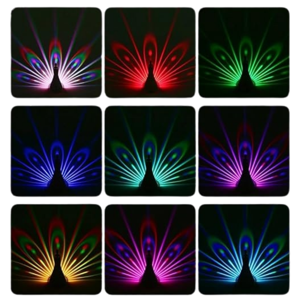 Peacock Feather LED Lamp – Aesthetic Wall Projection Light for Cozy Room Décor