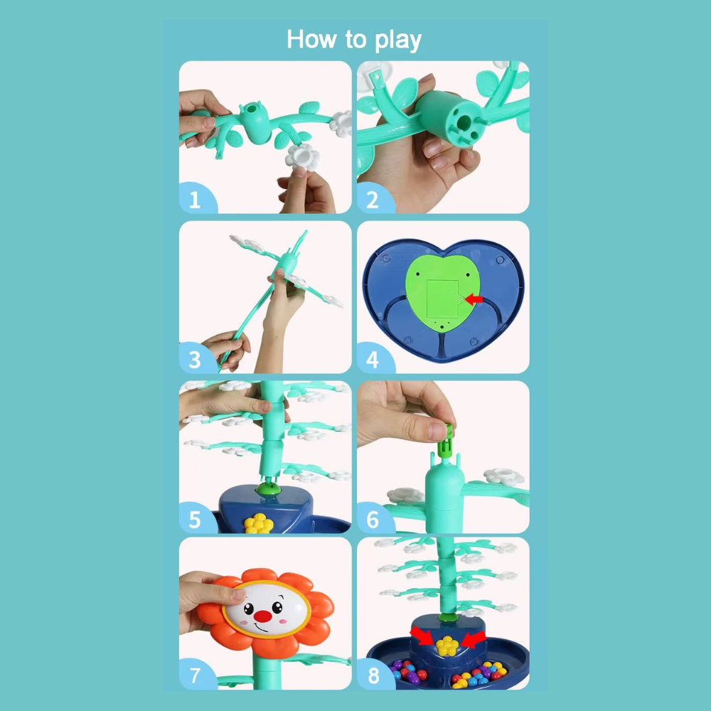 Interactive Swinging Sunflower Balance Game – Rotating Hands Challenge with Colorful Balls | Fun Motor-Skill Toy for Kids