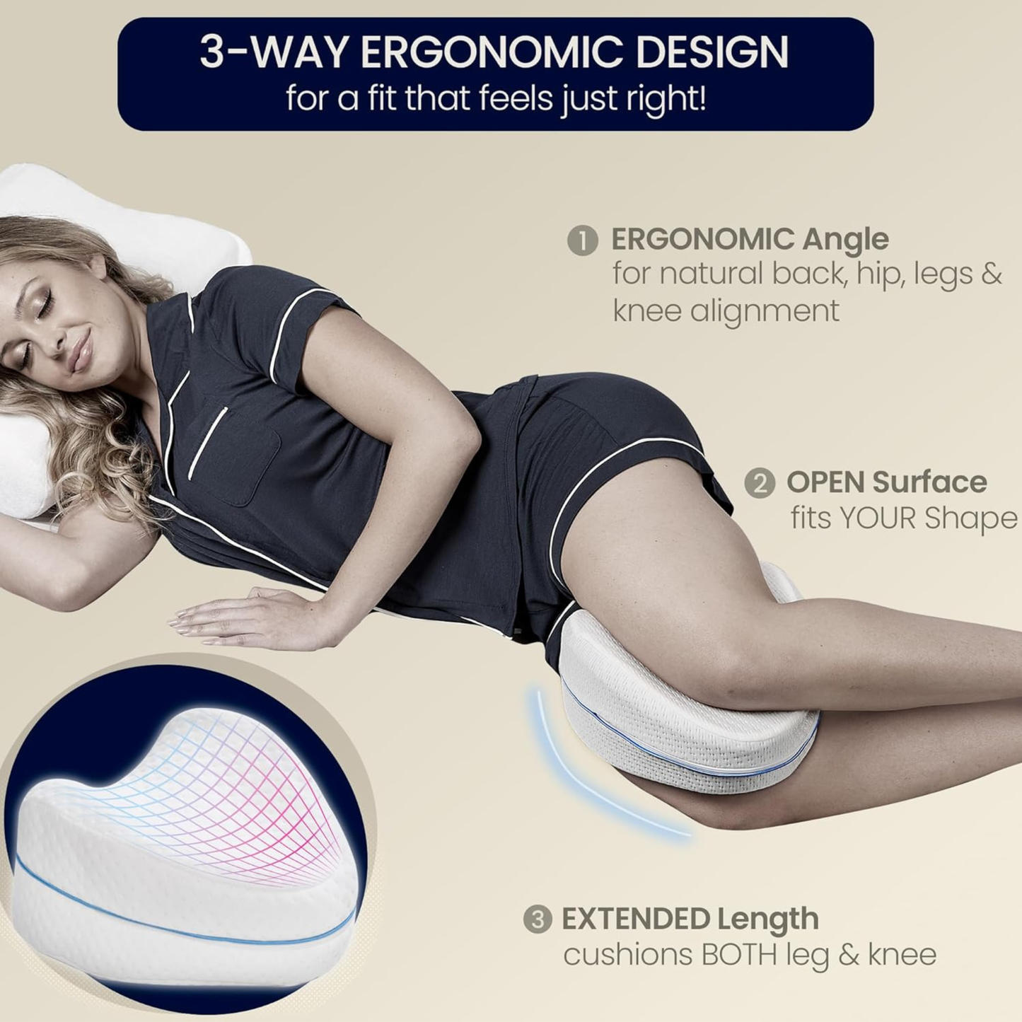 Leg Pillow for Back, Hip, Legs & Knee Support Wedge
