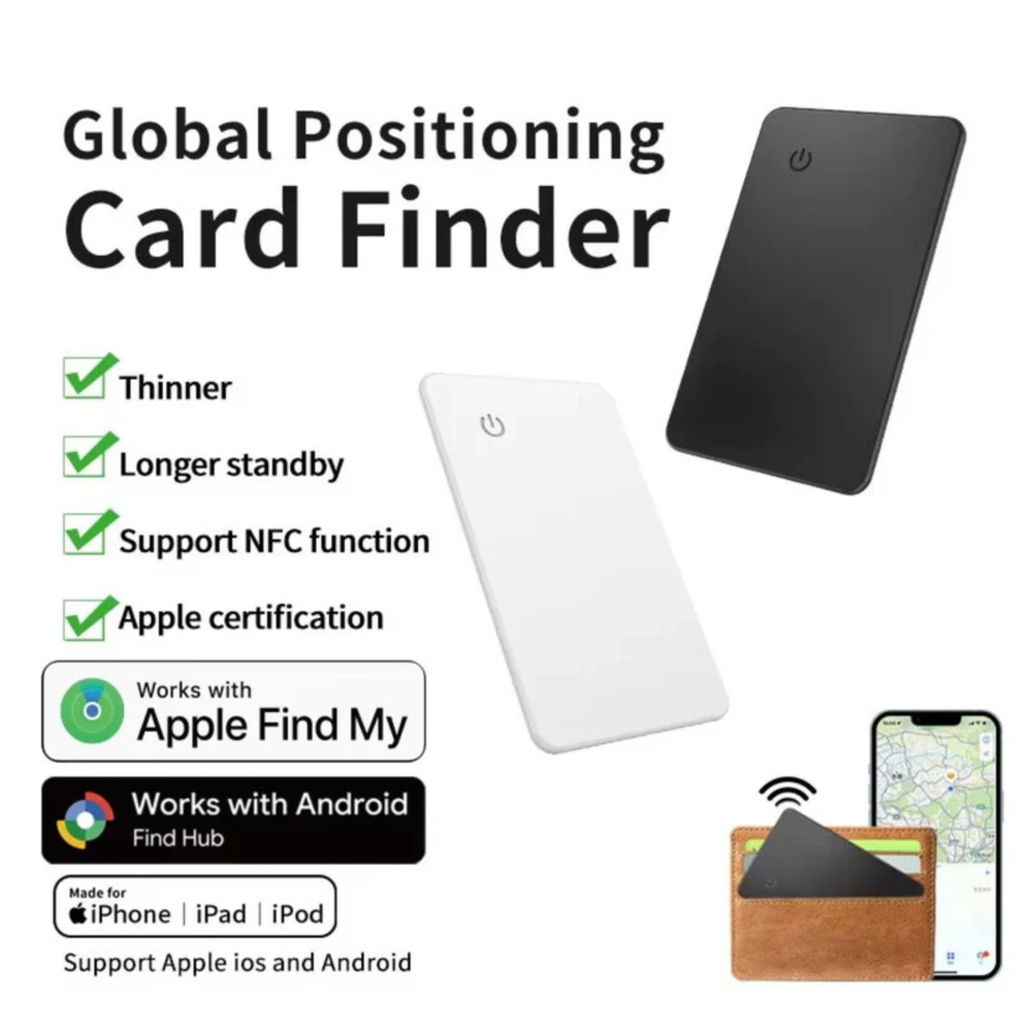 Smart Wallet Tracker Card – Ultra-Thin Anti-Loss GPS Locator for Wallet, Passport & Essentials
