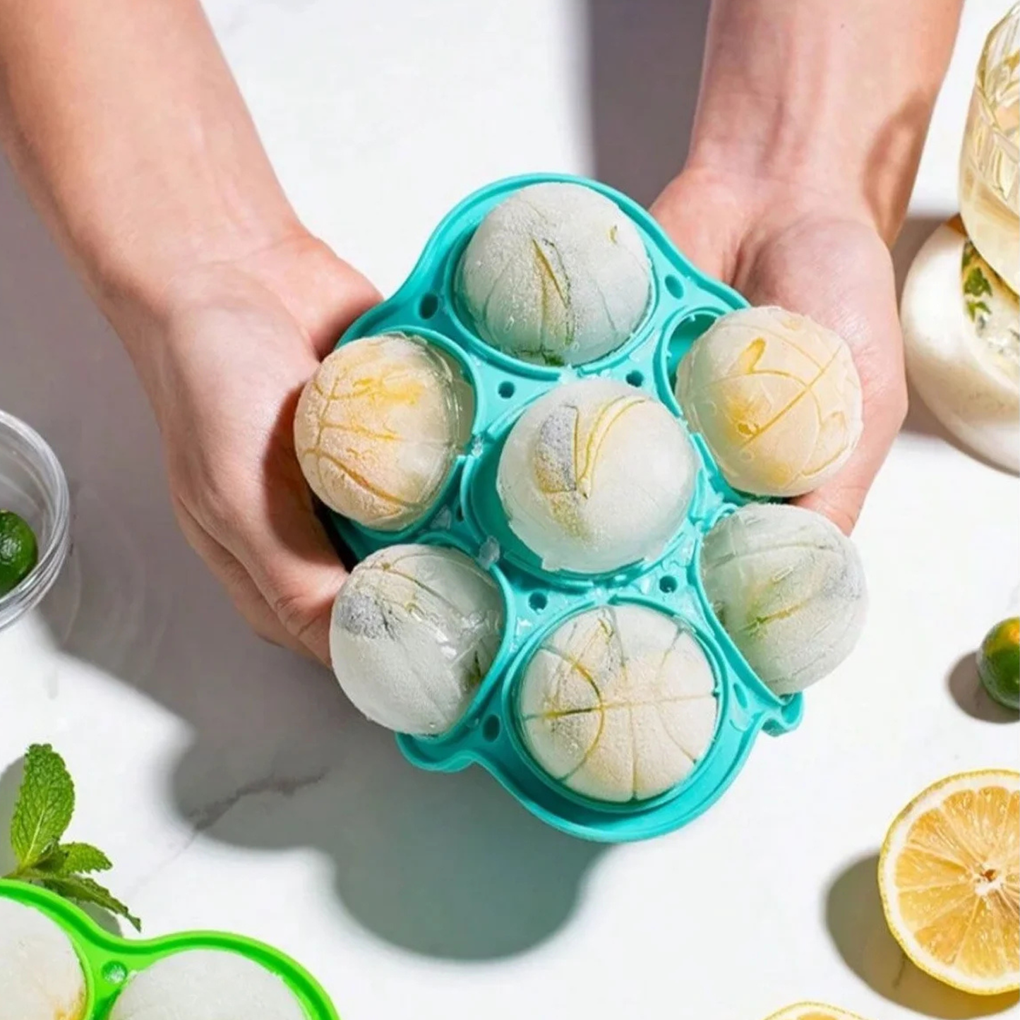 Basketball Ice Ball Mold – 7 Cavity Sports Shape Ice Maker for Summer Drinks