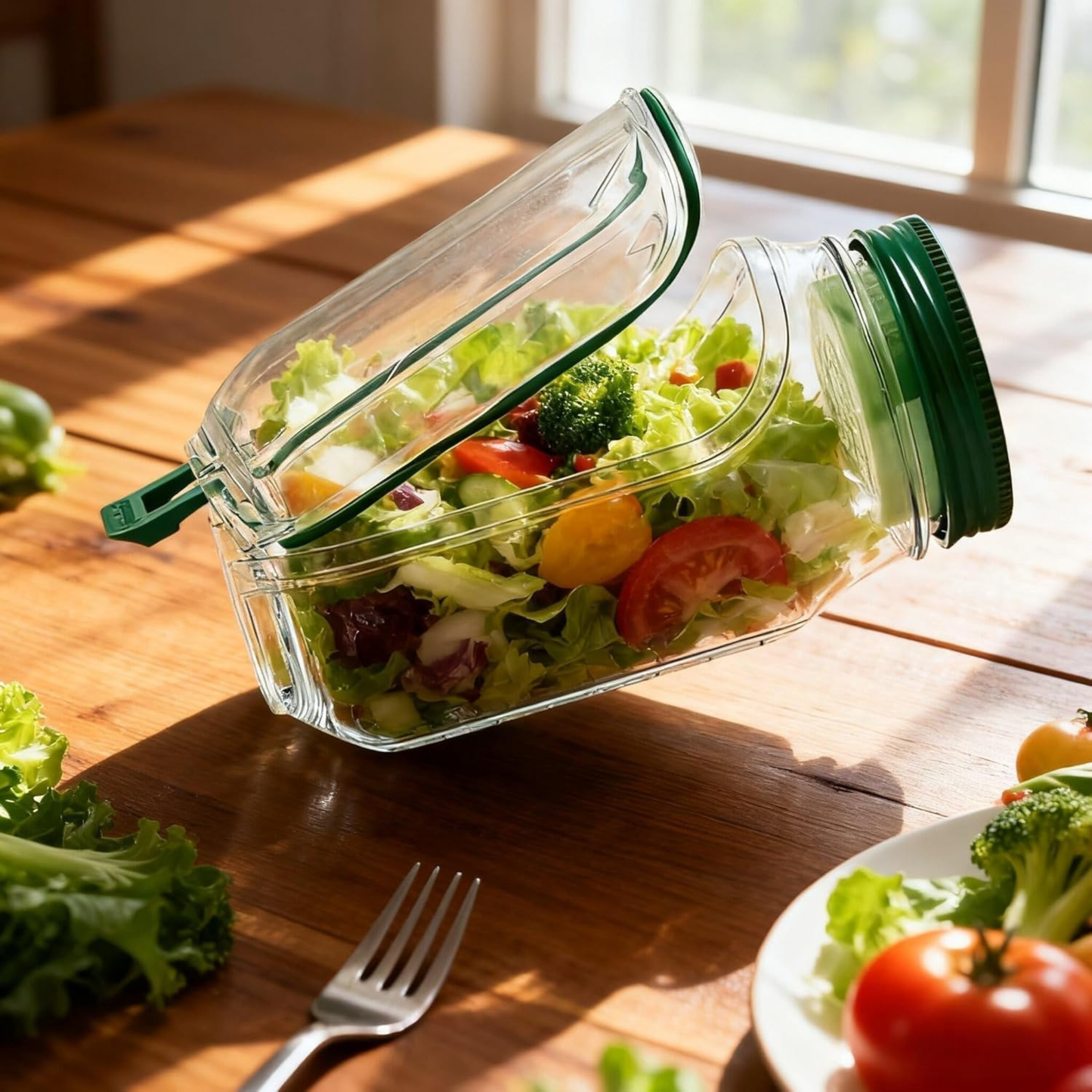 Portable Salad Shaker Cup – Leakproof Jar for Fresh Salads On the Go