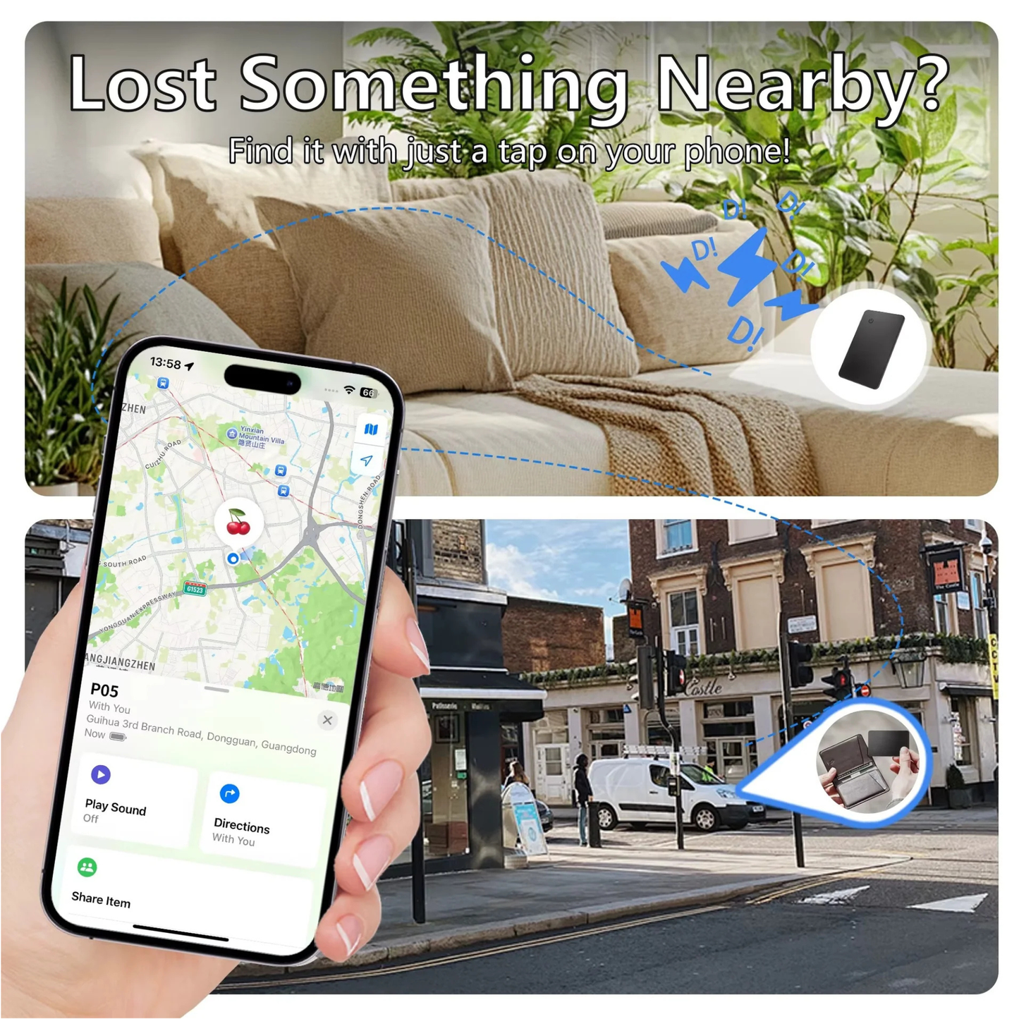 Smart Wallet Tracker Card – Ultra-Thin Anti-Loss GPS Locator for Wallet, Passport & Essentials