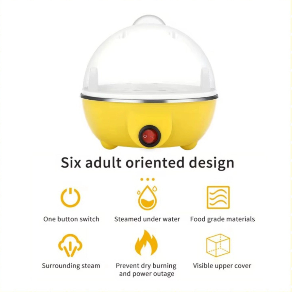 Electric Egg Cooker & Egg Boiler with Steamer Function – Multifunctional Mini Egg Poacher for Perfect Boiled Eggs