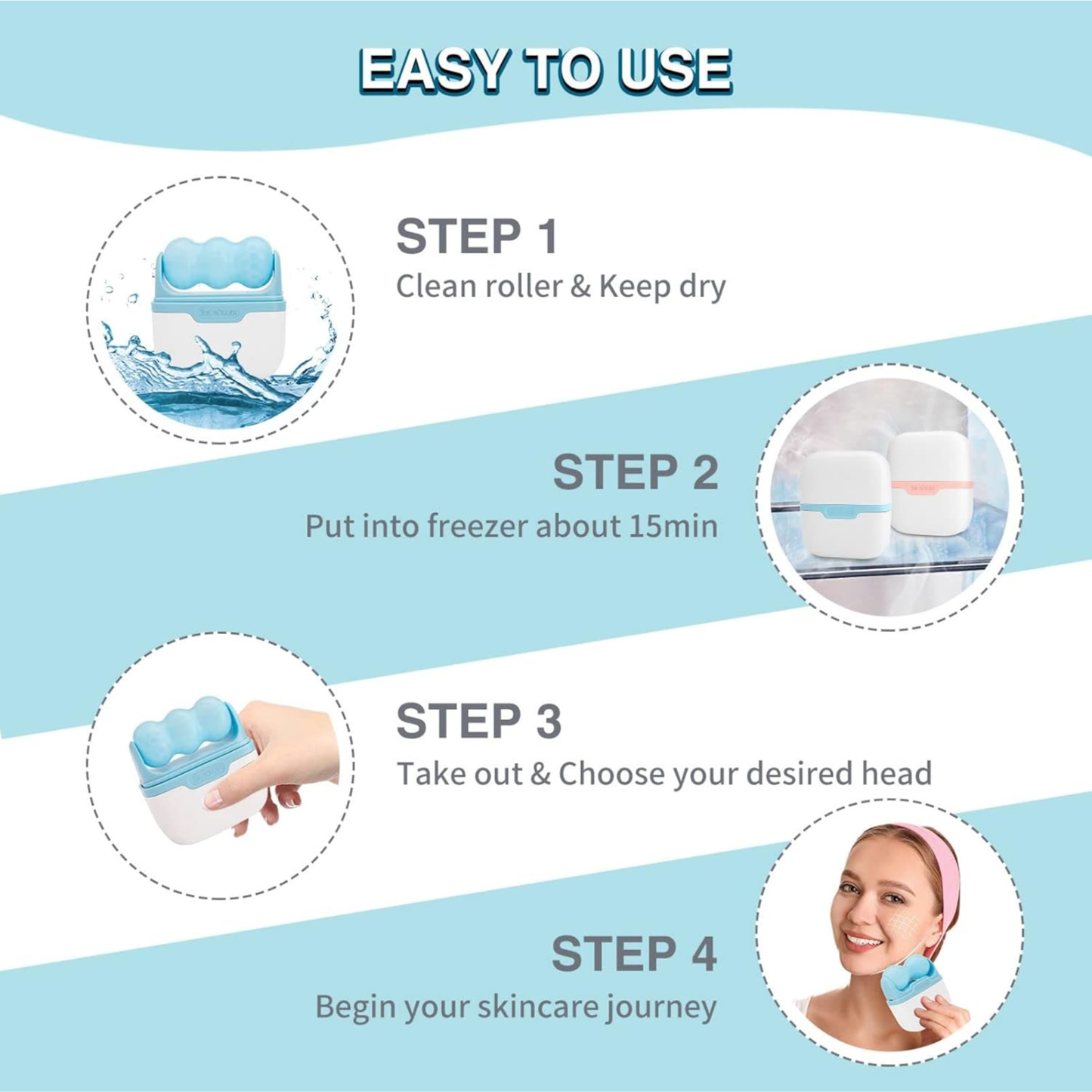 2-in-1 Ice Roller for Face & Skin Care – Dual Head Cooling Massager