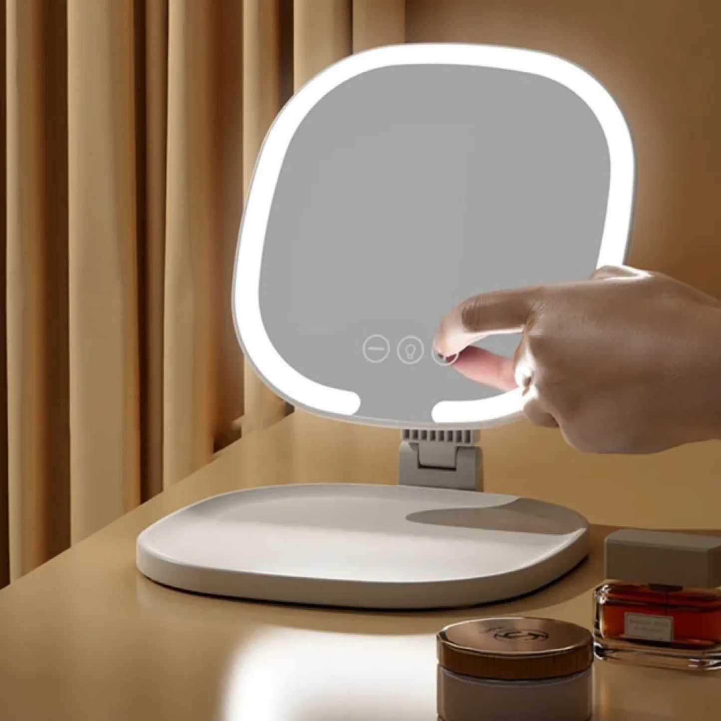 Portable Foldable LED Makeup Mirror with 3 Light Modes – Touch Control Vanity Mirror for Precision Makeup & Skincare