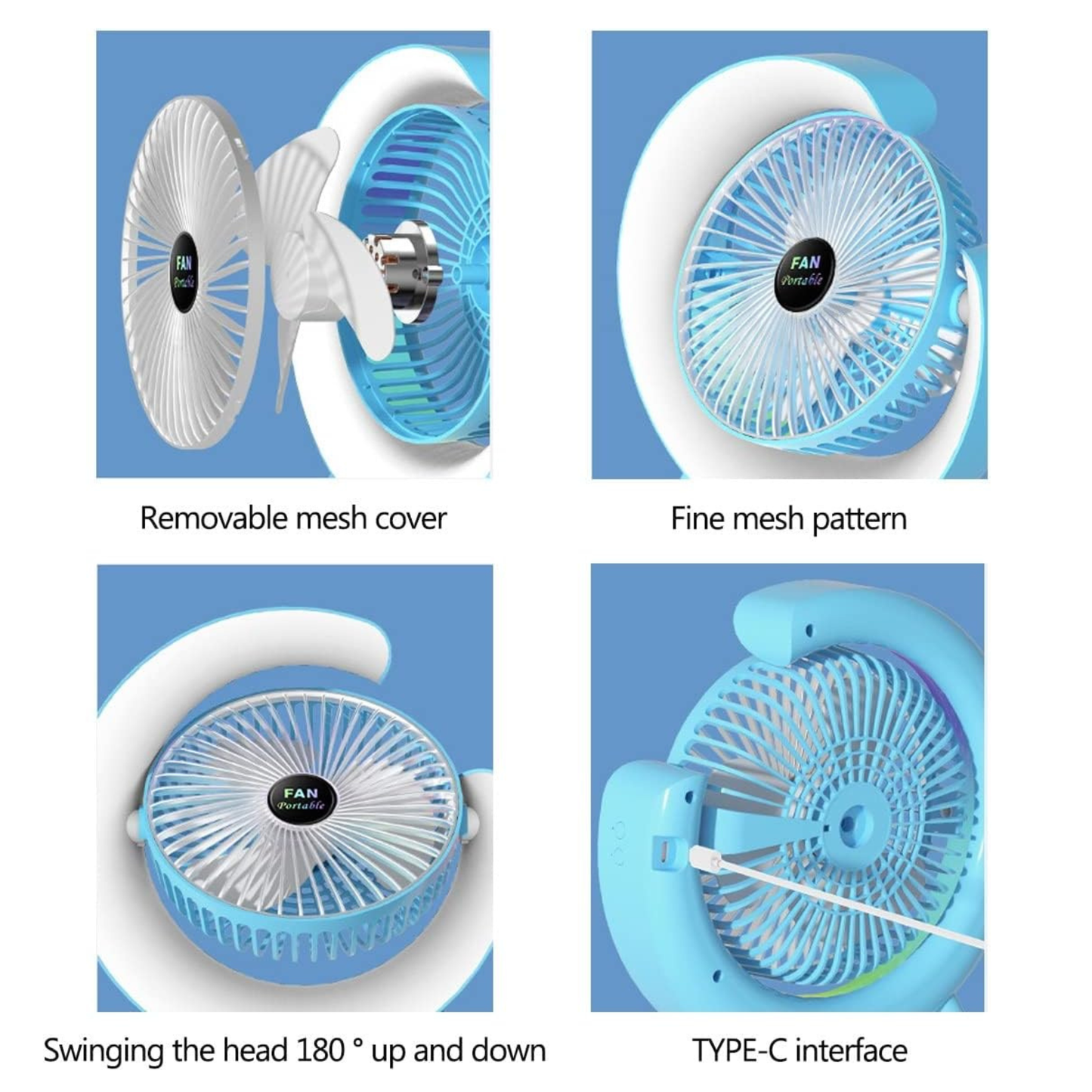 LED Desk Fan – Powerful Round Cooling Fan with Stylish Light Display