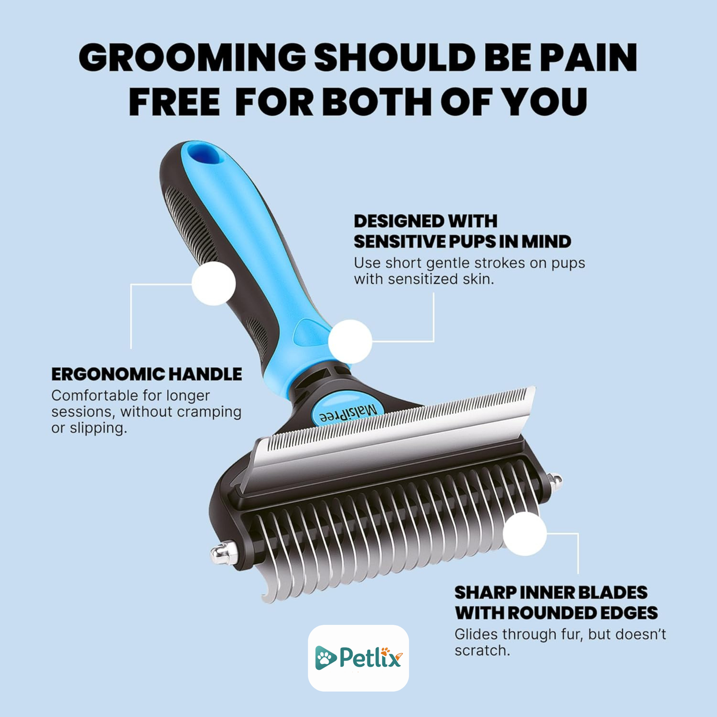 2‑Sided Stainless Steel Pet Hair Brush – Deshedding & Grooming Tool for Dogs & Cats