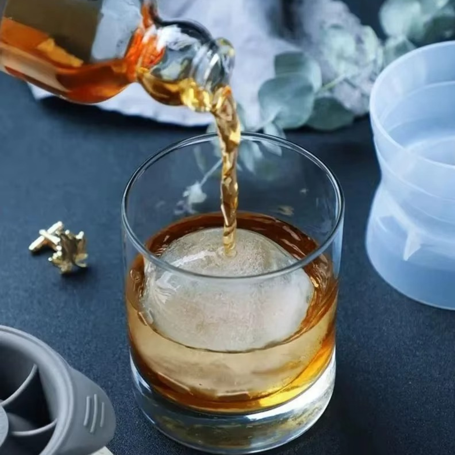 3-Piece Premium Ice Sphere Mold Set – Large Slow-Melting Ice Ball Makers for Whiskey, Cocktails, Bourbon, Iced Coffee & Chilled Beverages