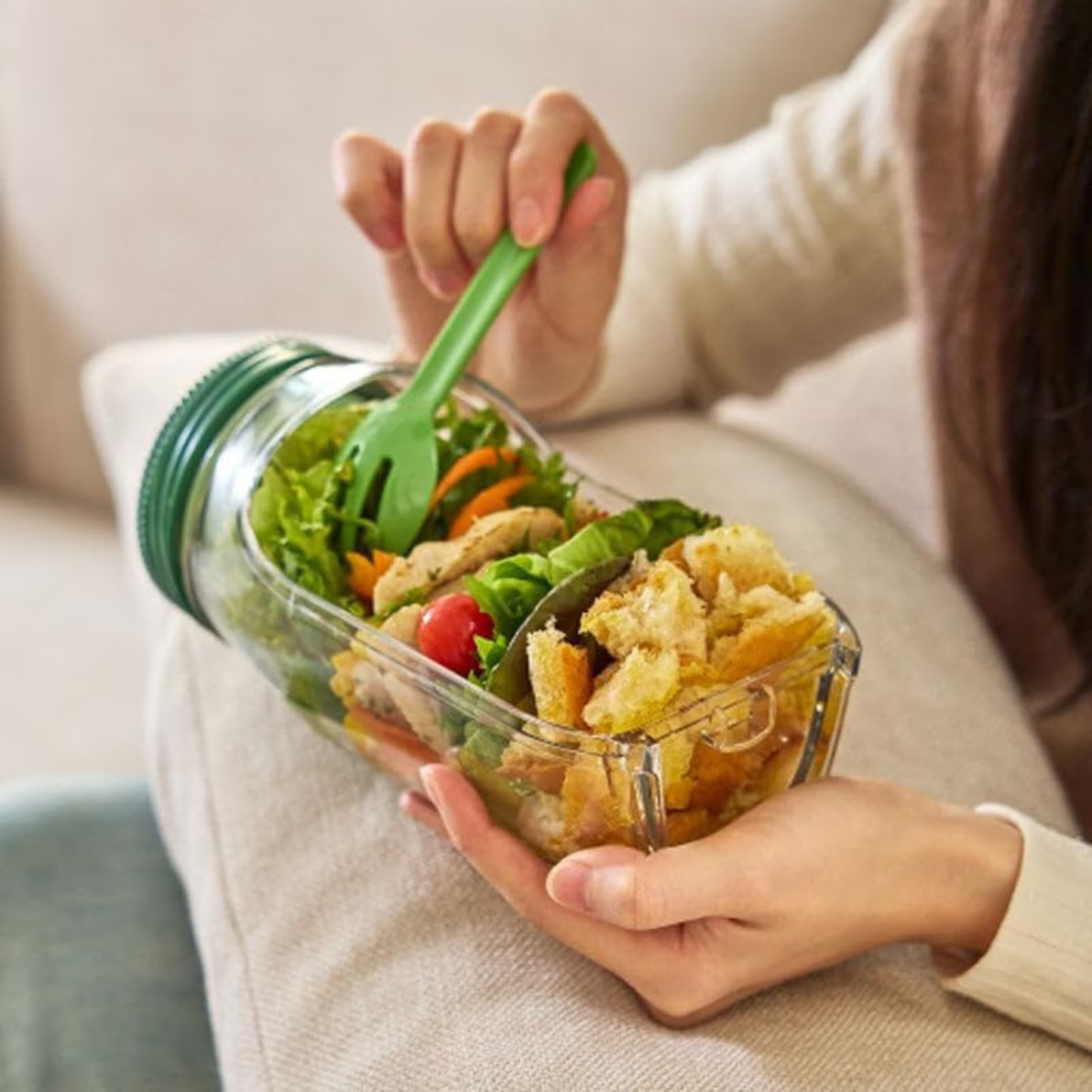 Portable Salad Shaker Cup – Leakproof Jar for Fresh Salads On the Go