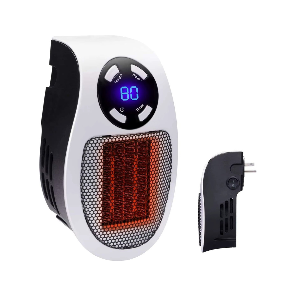 500W Mini Plug-In Heater – Instant Ceramic Heating with Adjustable Thermostat & LED Display | Energy-Saving Wall Heater